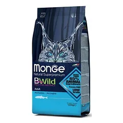 Monge BWild Adult Anchovies Low Grain sausas maistas suaugusioms katėms su ančiuviais, 1.5 kg