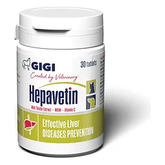 GIGI Hepavetin papildas šunims ir katėms kepenų funkcijai palaikyti 30 tab.