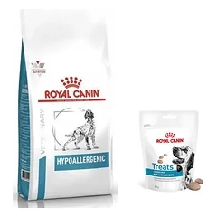 ROYAL CANIN Hypoallergenic DR21 2kg + Royal Canin Hypoallergenic Treats skanėstai šunims 230g