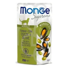 Monge Supreme Adult konservai su tunu, midijomis ir alyvuogėmis katėms