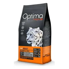 OptimaNova Cat Adult Salmon & Rice sausas maistas suaugusioms katėms su lašiša ir ryžiais, 8 kg