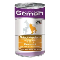 Gemon medium adult konservuotas pašaras su vištienos ir kalakutienos gabaliukais 1250g — 2 nuotrauka
