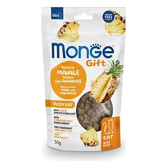Monge Gift Cat Meat Minis Fussy Cat Rich In Fresh Pork With Pineapple be grūdų papildomas maistas suaugusioms katėms, 50 g