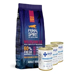 PRIMAL SPIRIT 60% Wilderness 12kg + ENZO VET Hipoalerginė dieta su kalakutiena šunims 3400g