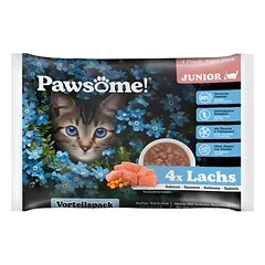 Pawsome Junior drėgnas maistas kačiukams, ekonominė pakuotė 8 x 85 g