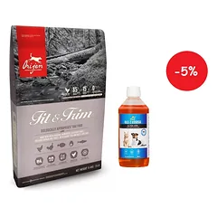 ORIJEN Fit & Trim 11,4kg + LAB V Lašišų aliejus šunims ir katėms 500ml