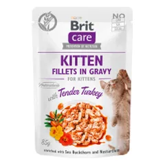 Brit Care Kitten Fillets in Gravy Turkey konservai su kalakutiena kačiukams - Pet24