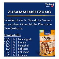Vitakraft pure DUCK Bonas kalcio kaulai su antiena, skanėstai šunims — 4 nuotrauka