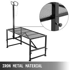 Gyvulių kirpimo stovas 51x23 colių su metaliniu rėmu, tiesia galvute — 2 nuotrauka