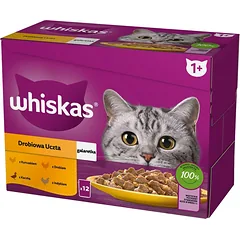WHISKAS Vištiena, antis, paukštiena, kalakutiena drebučiuose 12x85g