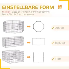 Šuniukų aptvaras iš 8 panelių, 76 cm aukščio, apie 2,5 m², su dugno uždangalu ir kombinuotu stogeliu, juodas — 5 nuotrauka