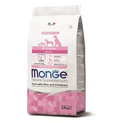 Monge All Breeds Puppy & Junior Pork, Rice and Potatoes monoproteininis sausas maistas visų veislių šuniukams ir jauniems šunims su kiauliena, ryžiais ir bulvėmis, 12 kg