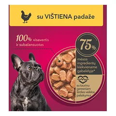 Pilnavertis konservuotas pašaras suaugusiems šunims su vištiena MY LOVE 100g x 24 — 2 nuotrauka