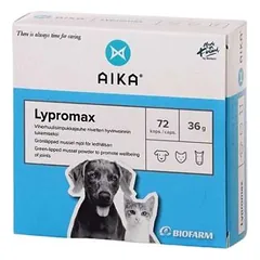 AIKA Lypromax – pašarų papildas šunims ir katėms uždegimą slopinantis poveikis N72, N360