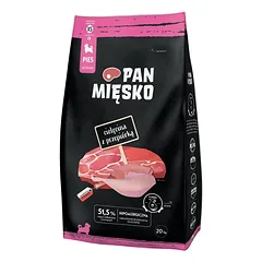 PAN MIŠKO Veršiena su stručiu šuniukams XS 20 kg
