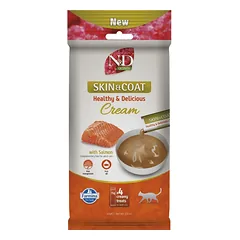 FARMINA N&D Quinoa Cat Skin Coat Cream Salmon 60 g su lašiša, kreminis skanėstas katėms, palaikantis odos ir kailio sveikatą