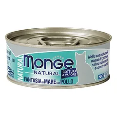 Monge Natural Adult Seafood & Chicken konservai katėms drebučiuose