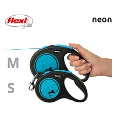 Flexi New Neon Tape juostinis, mėlynas pavadėlis šunims, S, 5 m — 5 nuotrauka