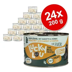 Lucky Lou Senior drėgnas maistas katėms, ekonominė pakuotė 24 x 200 g