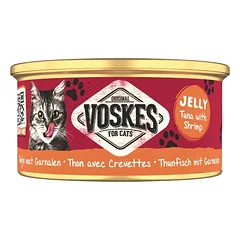 VOSKES Jelly Tuna with Shrimp 6x85 g100% Tunas su krevetėmis želatinoje, papildomas kačių maistas — 2 nuotrauka