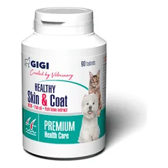 Gigi Healthy Skin and Coat papildai šunims ir katėms, padedantys palaikyti sveiką odą ir kailį, N90