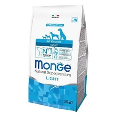 Monge Light adult sausas pašaras suaugusiems šunims su lašiša ir ryžiais 12kg
