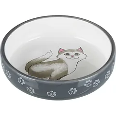 Trixie Cat Bowl For Short Nosed Breeds, Ceramic, keraminis dubenėlis katėms su trumpu snukiu, pilkas/baltas, 0.3 l/ø 15 cm
