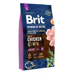 BRIT PREMIUM By Nature Junior S sausas maistas šuniukams ir jauniems šunims su vištiena 8 kg