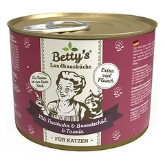 Betty´s Landhausküche su agurklių aliejumi, konservai 6 x 200 g, papildas katėms, Vištiena ir fazanas — 3 nuotrauka