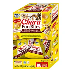 INABA Dog Churu Fun Bites Chicken with Cheese 8x12g užkandžiai šuniui su vištiena ir sūriu