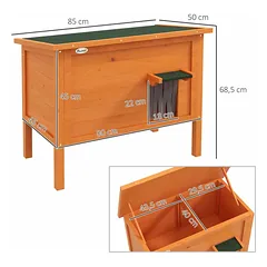 Kačių namelis PawHut 85x50x68,5cm., šviesiai rudos spalvos — 3 nuotrauka