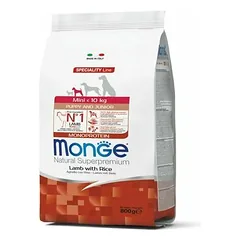 Monge Mini Puppy and Junior Monoprotein su ėriena ir ryžiais, sausas maistas šuniukams 0,8 kg parduotuvėje 1petshop.lt
