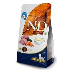 N&D BROWN Visavertis pašaras suaugusiems mažų veislių šunims su ėriena spirulina ir morkomis 5 kg