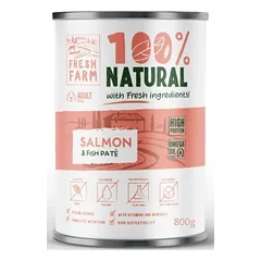 Prefera Fresh Farm Smooth Pate With Salmon & Fish visavertis pašteto pavidalo konservuotas maistas šunims, 800 g