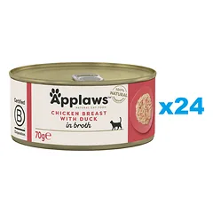 APPLAWS Cat Adult Chicken Breast with Duck in Broth vištienos krūtinėlė su antiena sultinyje 24x70g