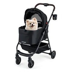 Giantex 2in1 Faltbarer Haustierwagen Mit Transportbox Und Drehbaren Rädern