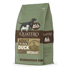 QUATTRO begrūdis didelių veislių jaunų šunų pašaras su antiena, 3kg