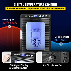 Juodųjų roplių skaitmeninis inkubatorius 25 L, 5–42 °C, 12V/110V — 3 nuotrauka