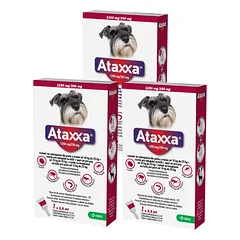 3x KRKA Ataxxa 1250 mg/250 mg lašai šunims, sveriantiems nuo 10 kg iki 25 kg