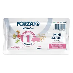 Forza10 Mini DIET Low Grain sausas maistas mažiems suaugusiems šunims su kiauliena ir bulvėmis, 1,5 kg — 3 nuotrauka