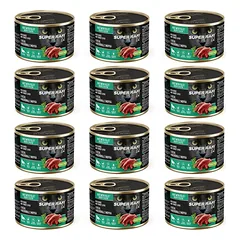 SUPER RAFI Cat su žąsiena ir kalakutienos kepenėlėmis 12x185g drėgnas maistas sterilizuotiems katėms