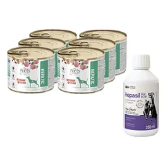 4Vets Dog Hepatic 6x185g + Lab-v Hepasil Dog & Cat preparatas šunų ir kačių kepenų veiklai gerinti 250 ml