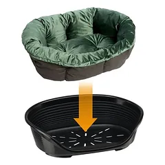 Set aus Ferplast Korb Siesta Deluxe mit Überzug Sofà Samt grün