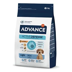 Advance Light Mini 3kg Sausas Maistas mažų veislių šunims Šunims esant antsvoriui