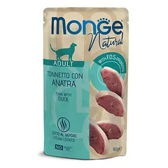 Monge Natural kons. pašaras suaugusioms katėms tuno kąsneliai su antiena želėje 80g parduotuvėje 1petshop.lt