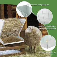 Šieno lovelis arkliams 71x32,5x68cm., sidabrinės spalvos — 4 nuotrauka