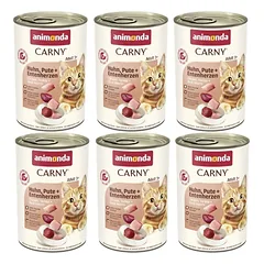 ANIMONDA Cat Carny Adult skonis: vištienos, kalakutienos ir ančių širdelės 6x400g 