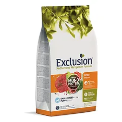 Exclusion Mono Protein, begrūdis sausas pašaras mažų veislių mažiems šuniukams S, jautiena, 500g