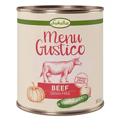 Lukullus Menu Gustico - jautiena su moliūgu, obuoliu ir raudonėliu, drėgnas maistas šunims