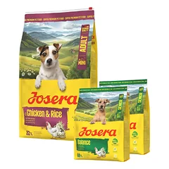 JOSERA Mini Adult Chicken and Rice 10kg be glitimo maistas mažų veislių šunims + 2x900 g maisto NEMOKAMAI